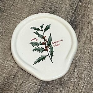 Uncommon Goods Birth Month Of December Holly Leaf Ceramic Spoon Rest 🎂🆕🎂